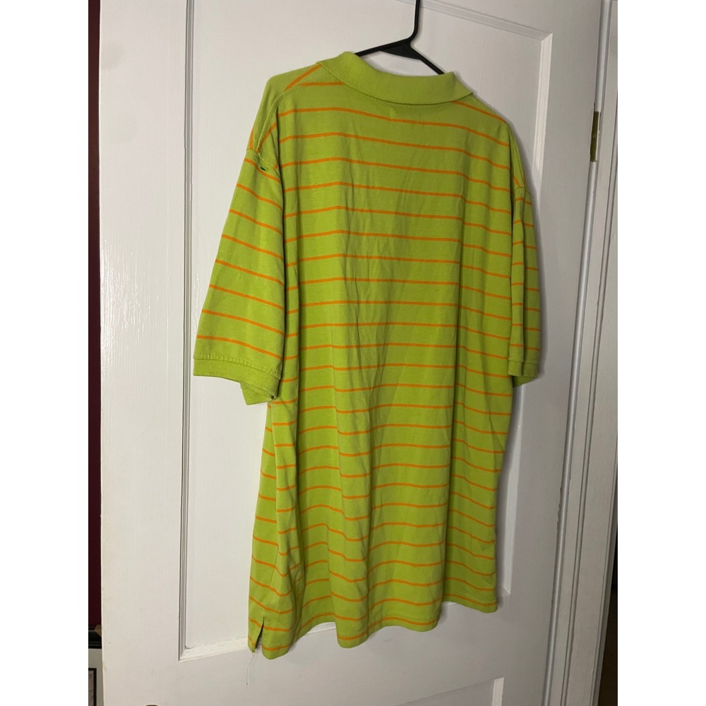 PJ Mark 2XL Striped Polo Shirt Green Orange Short Sleeve Men's Casual - Picture 3 of 3